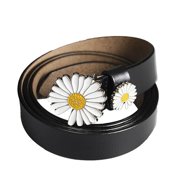 VILZSTUDIOS Vegan leather belt with floral buckle design
