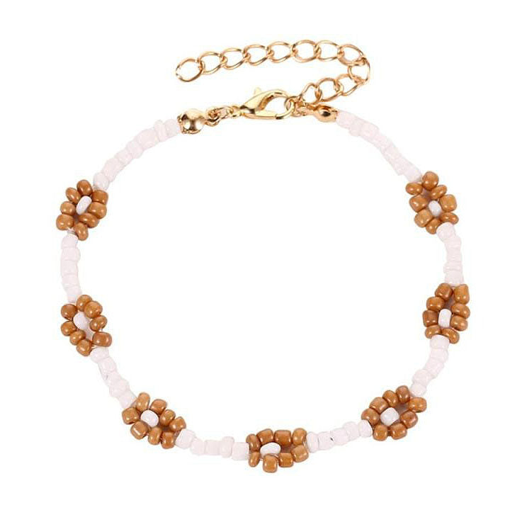 VILZSTUDIOS Floral beaded bracelet on elastic cord