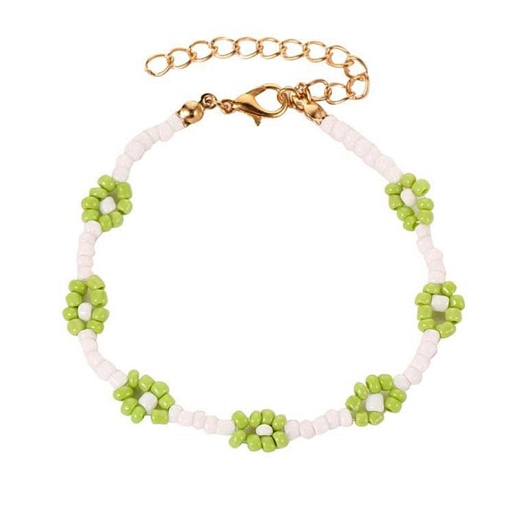 VILZSTUDIOS Floral beaded bracelet on elastic cord