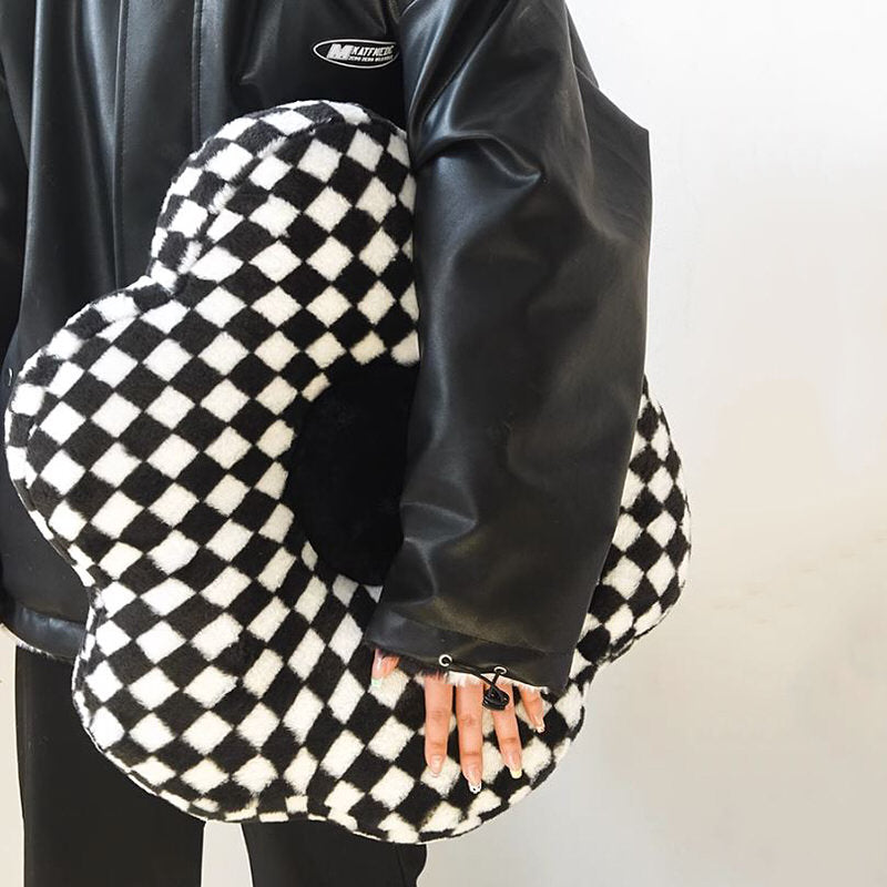 VILZSTUDIOS Floral checkered shaped pillow