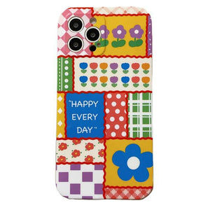 VILZSTUDIOS Floral checkered design iPhone case