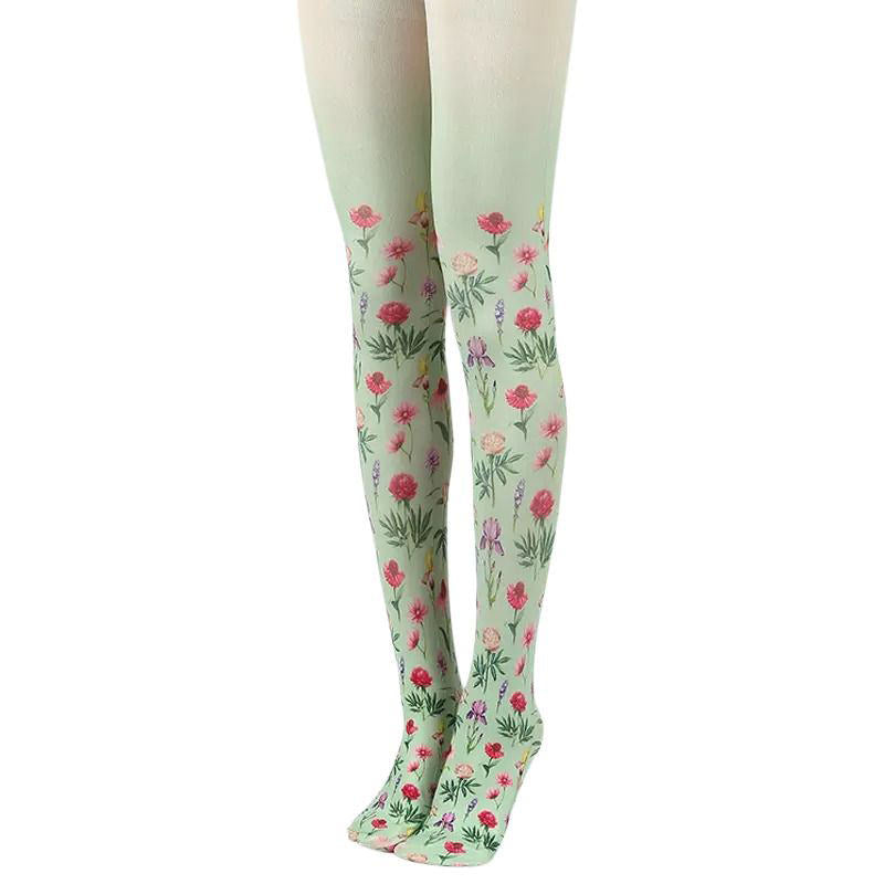 VILZSTUDIOS Floral print mint green tights