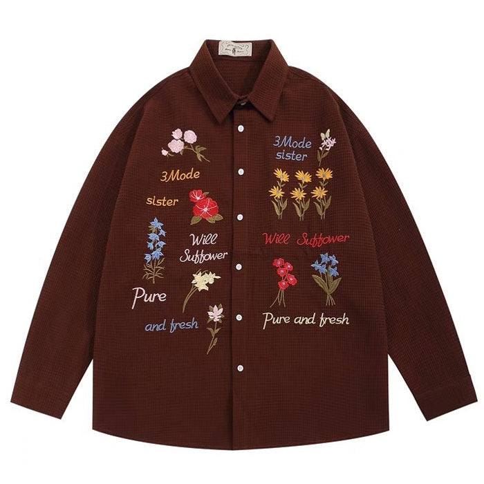 VILZSTUDIOS Floral embroidered casual shirt from VILZSTUDIOS