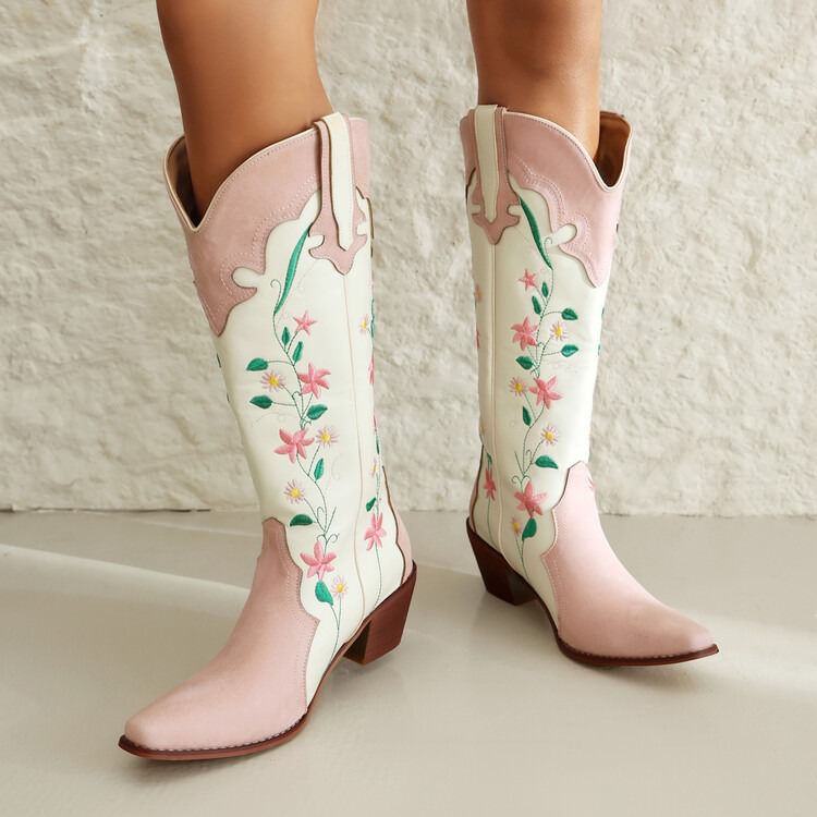 VILZSTUDIOS Floral cowboy boots with vegan leather construction