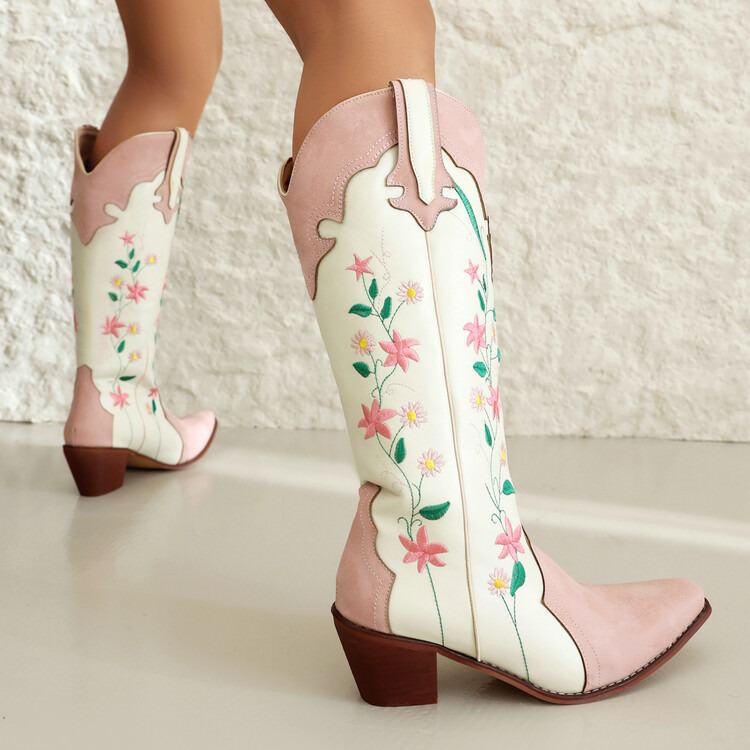 VILZSTUDIOS Floral cowboy boots with vegan leather construction