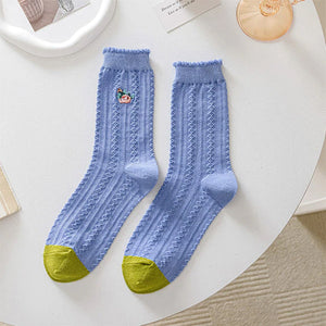 VILZSTUDIOS Floral embroidery cozy socks for stylish comfort