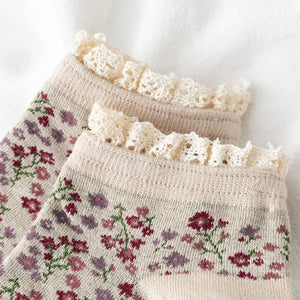 VILZSTUDIOS Floral design ruffle socks