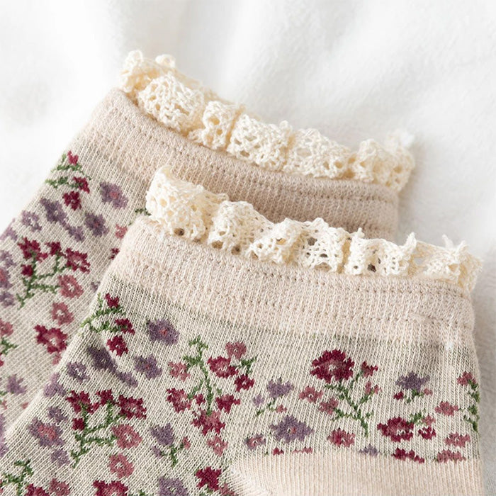 VILZSTUDIOS Floral design ruffle socks