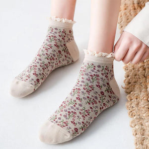 VILZSTUDIOS Floral design ruffle socks