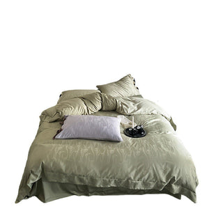 VILZSTUDIOS sage green or pale lavender-gray satin flat sheet with tonal floral jacquard
