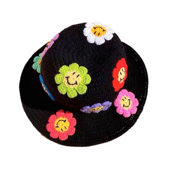 VILZSTUDIOS Floral knit bucket hat for streetwear fashion