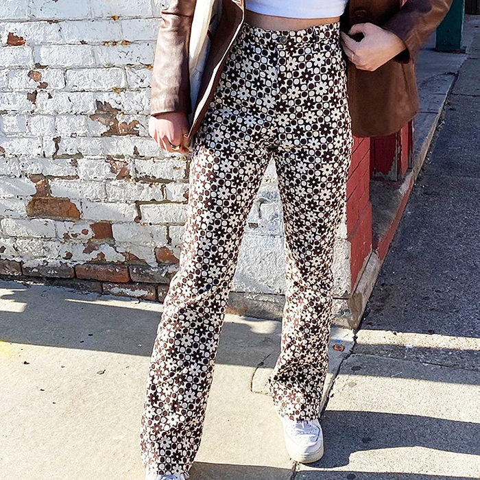 VILZSTUDIOS Floral patterned casual pants for streetwear fashion