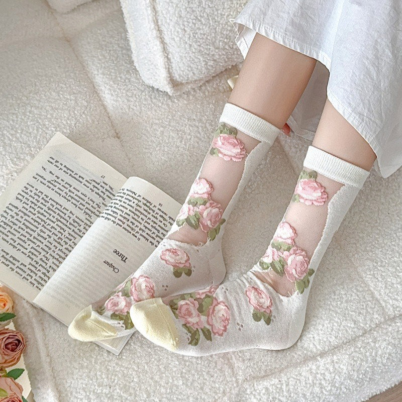 VILZSTUDIOS Textured socks with floral design for fashion enthusiasts
