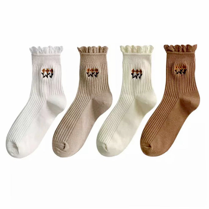 VILZSTUDIOS Stylish floral ruffle socks for fashion enthusiasts