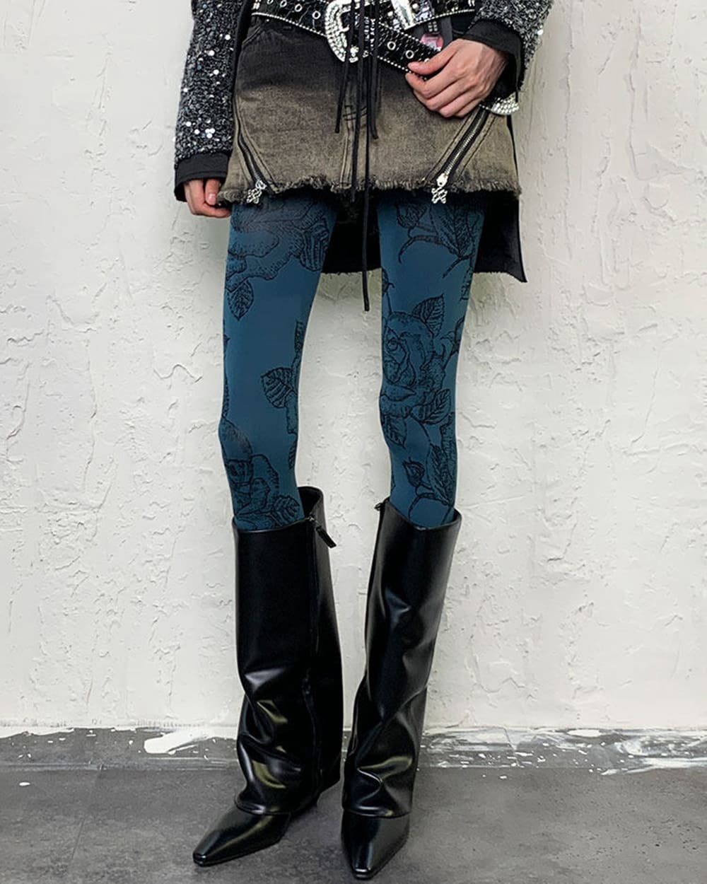 VILZSTUDIOS Floral patterned sheer tights in blue