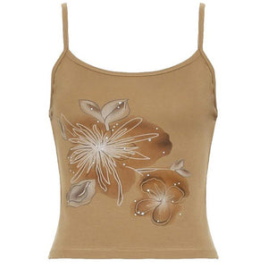 VILZSTUDIOS Floral print tank top with sparkle details
