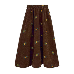 VILZSTUDIOS Floral embroidered corduroy skirt for stylish outfits