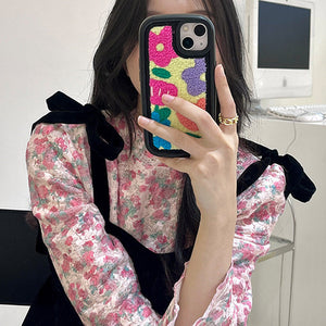 VILZSTUDIOS Stylish floral embroidered iPhone case for protection