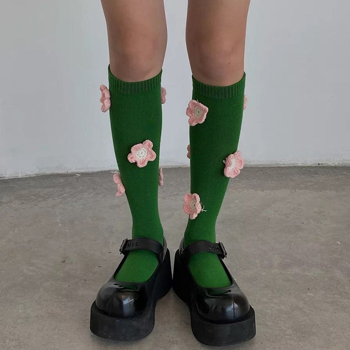 VILZSTUDIOS Floral stitch knee socks for stylish outfits