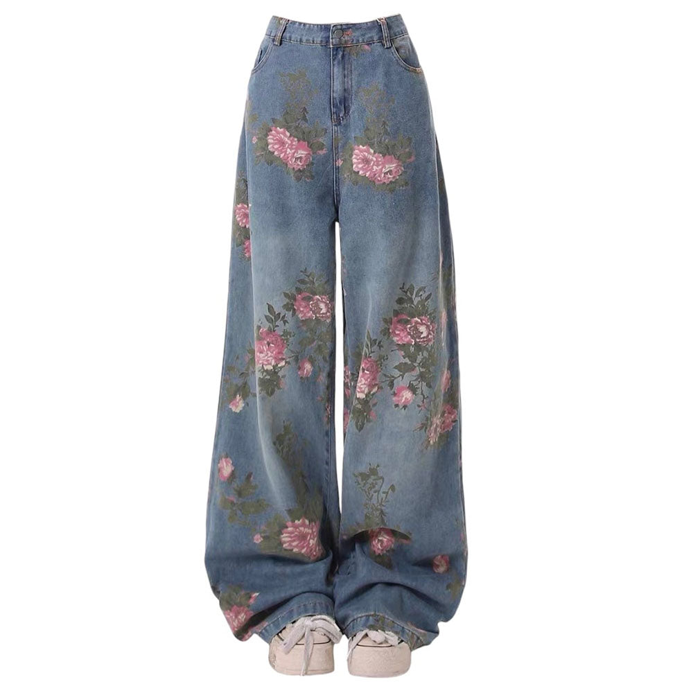 VILZSTUDIOS Floral wide-leg denim jeans from VILZSTUDIOS