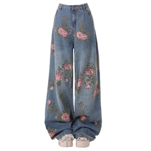 VILZSTUDIOS Floral wide-leg denim jeans from VILZSTUDIOS