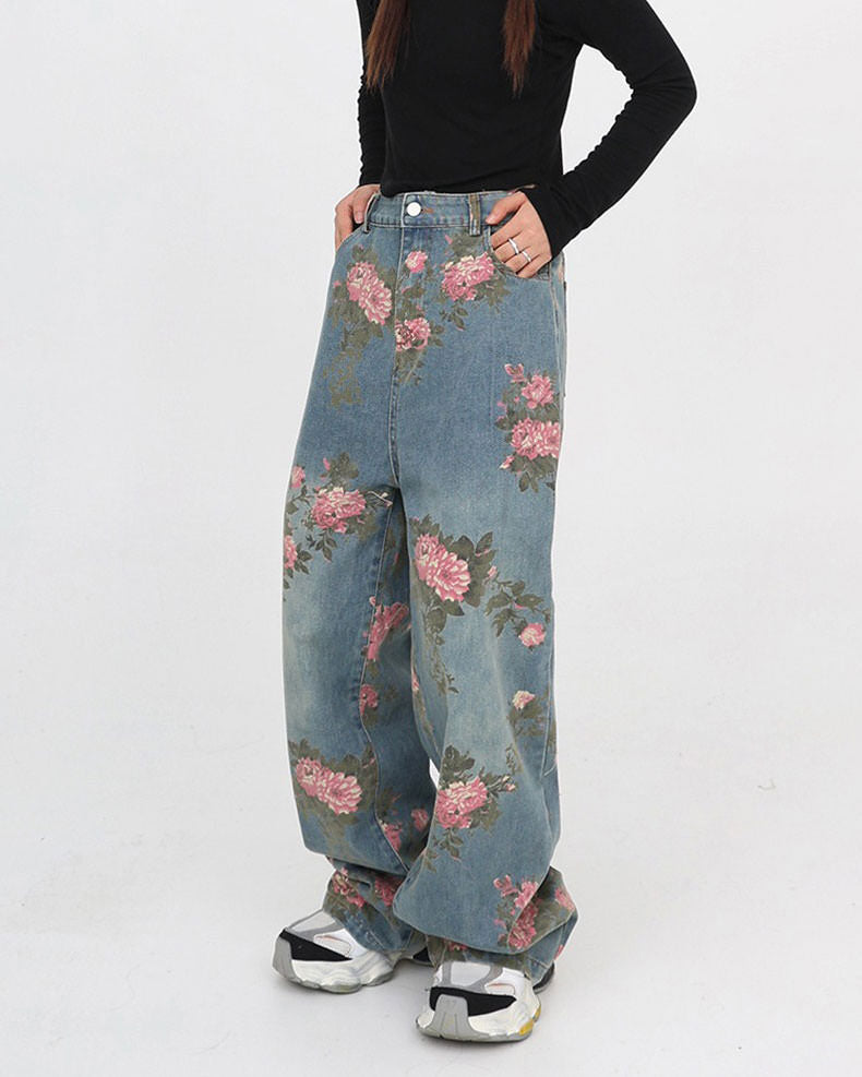 VILZSTUDIOS Floral wide-leg denim jeans from VILZSTUDIOS