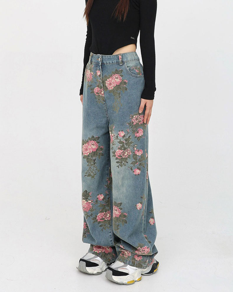 VILZSTUDIOS Floral wide-leg denim jeans from VILZSTUDIOS