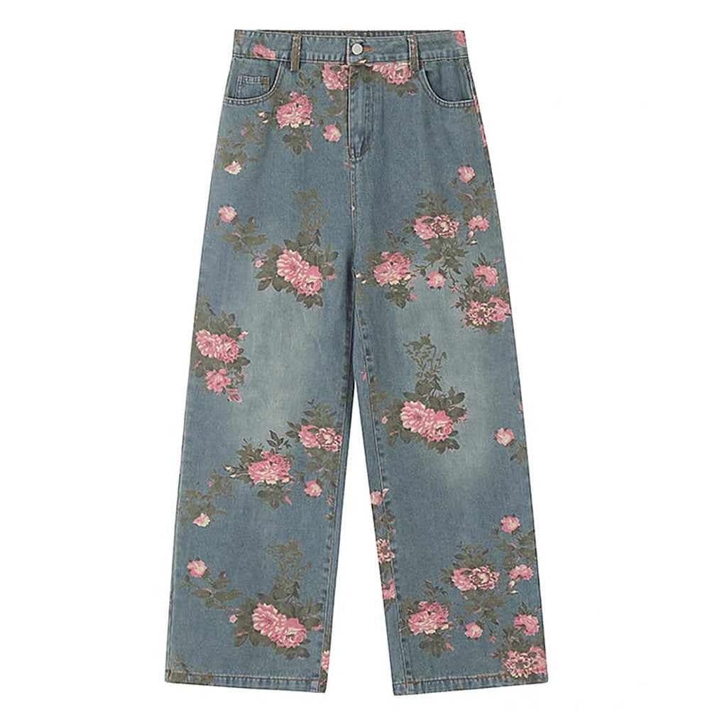 VILZSTUDIOS Floral wide-leg denim jeans from VILZSTUDIOS