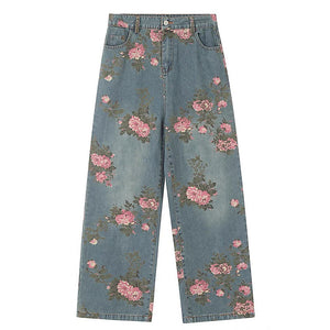 VILZSTUDIOS Floral wide-leg denim jeans from VILZSTUDIOS