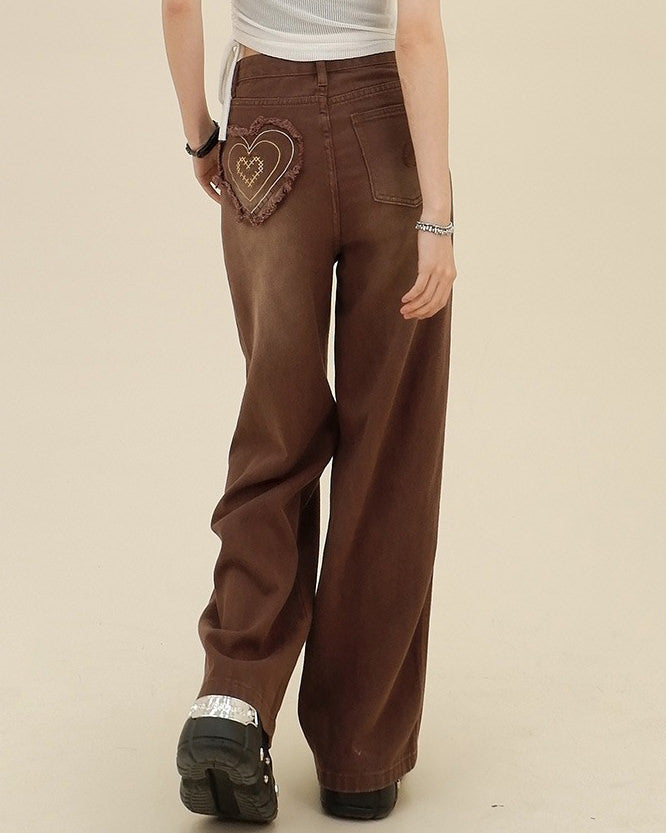 VILZSTUDIOS Loose fit jeans with heart patch design