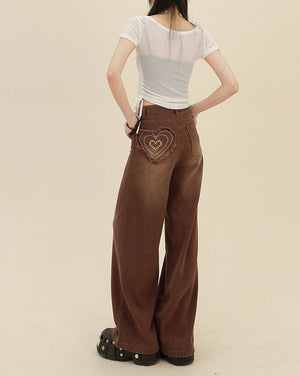 VILZSTUDIOS Loose fit jeans with heart patch design