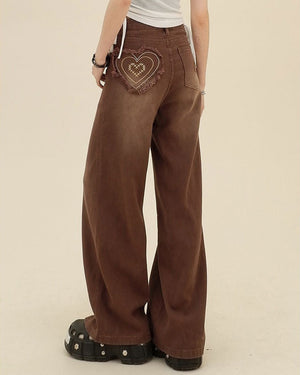 VILZSTUDIOS Loose fit jeans with heart patch design