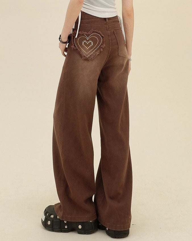 VILZSTUDIOS Loose fit jeans with heart patch design