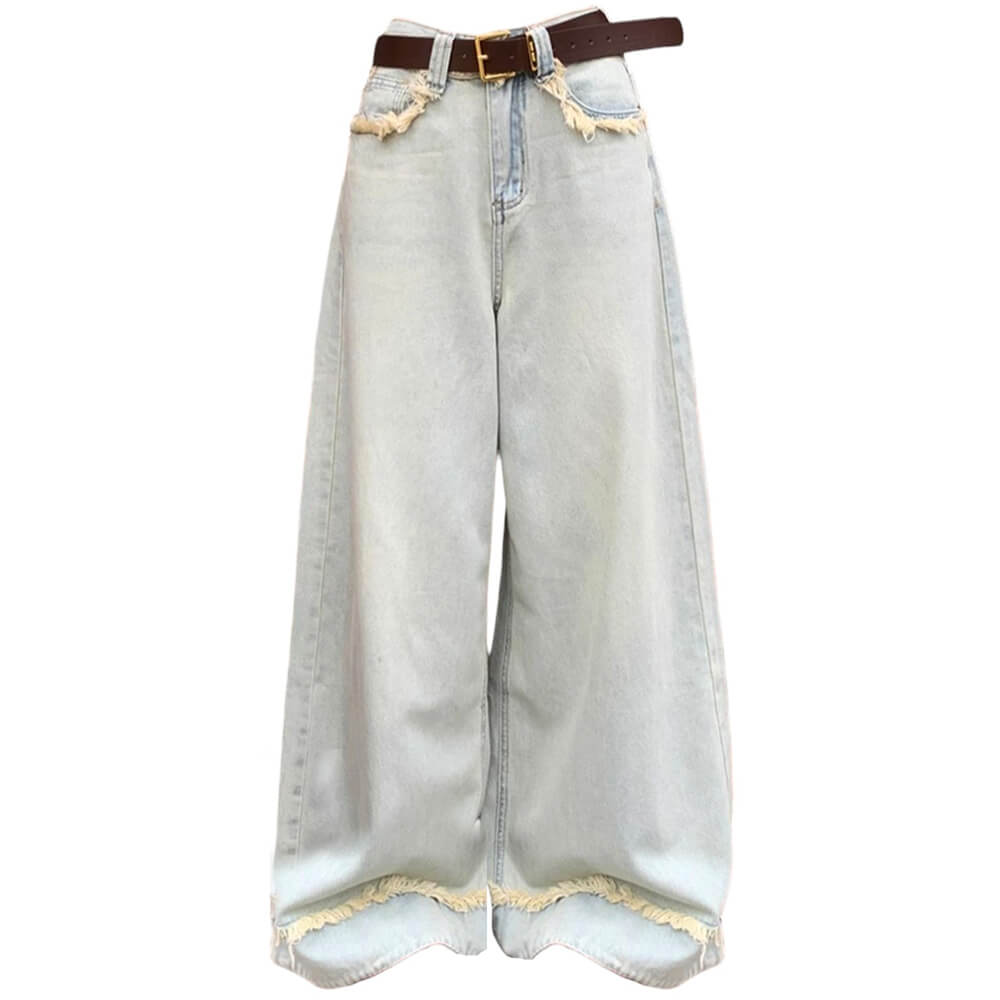 VILZSTUDIOS Frayed wide-leg denim jeans for street style