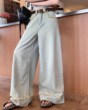 VILZSTUDIOS Frayed wide-leg denim jeans for street style