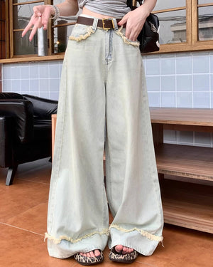 VILZSTUDIOS Frayed wide-leg denim jeans for street style