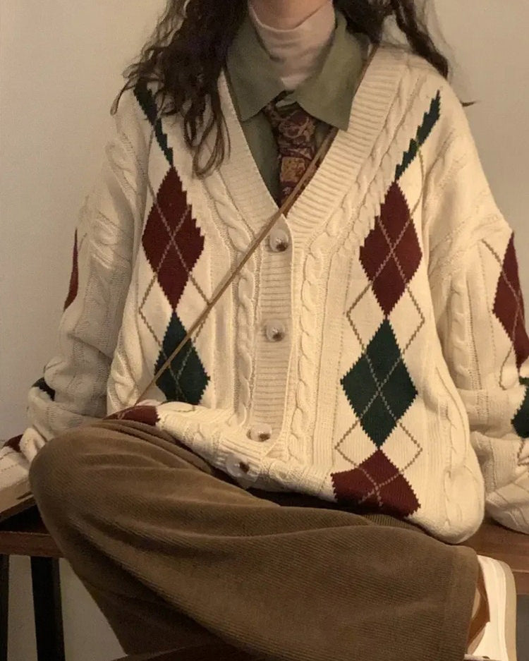 VILZSTUDIOS Argyle knit cardigan from VILZSTUDIOS