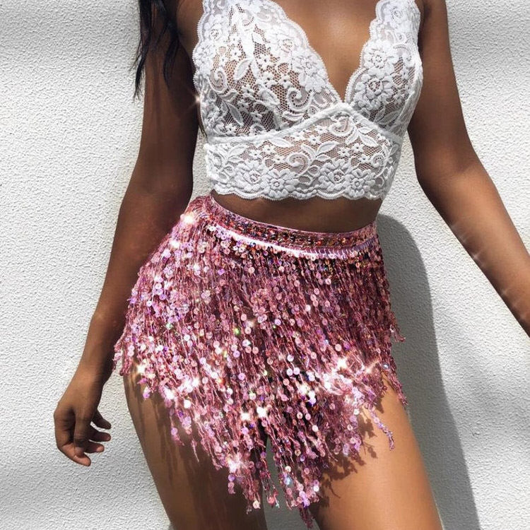 VILZSTUDIOS Fringe sequined skirt ideal for stylish outfits