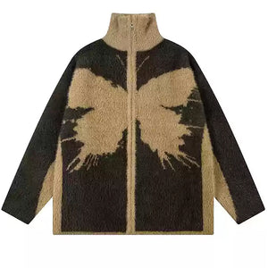 VILZSTUDIOS Funky butterfly patch zip-up jacket for streetwear fashion