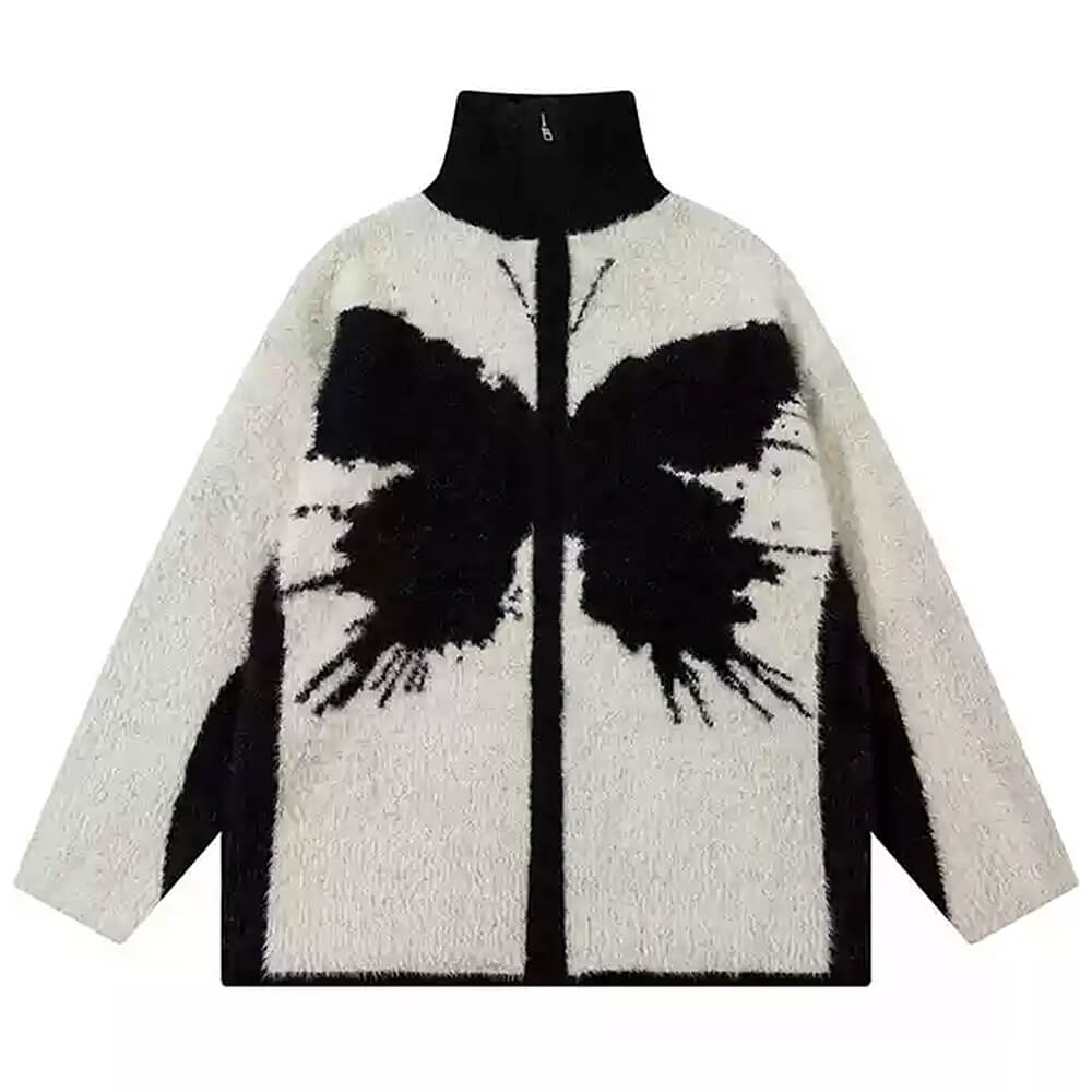 VILZSTUDIOS Funky butterfly patch zip-up jacket for streetwear fashion