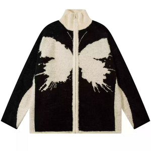 VILZSTUDIOS Funky butterfly patch zip-up jacket for streetwear fashion