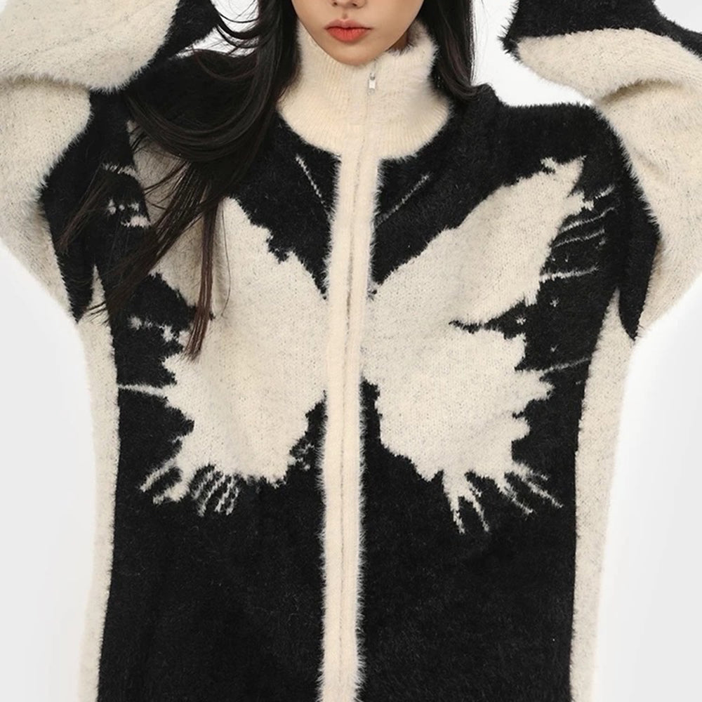 VILZSTUDIOS Funky butterfly patch zip-up jacket for streetwear fashion