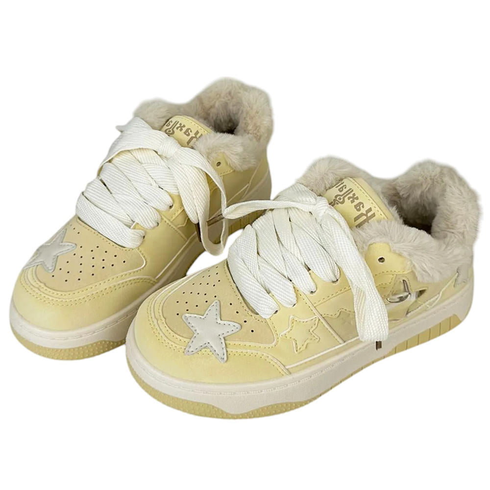 VILZSTUDIOS Stylish pastel sneakers with fur lining and star accents
