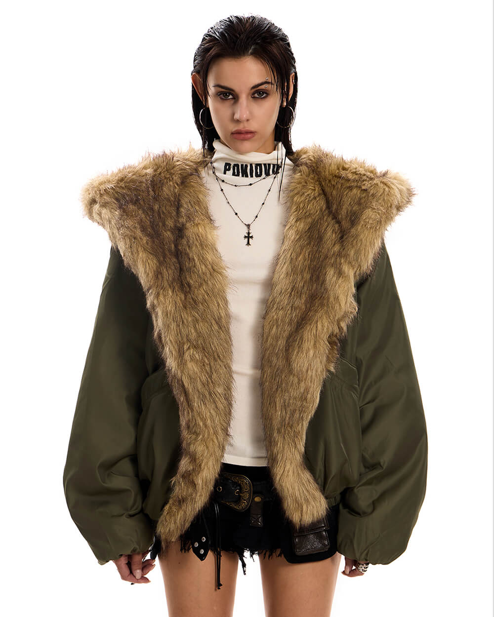 VILZSTUDIOS Fur-trimmed winter jacket for stylish cold-weather wear