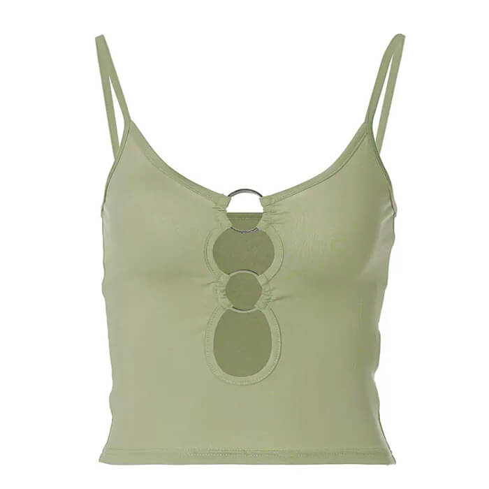 VILZSTUDIOS Stylish cutout crop top with O-ring design