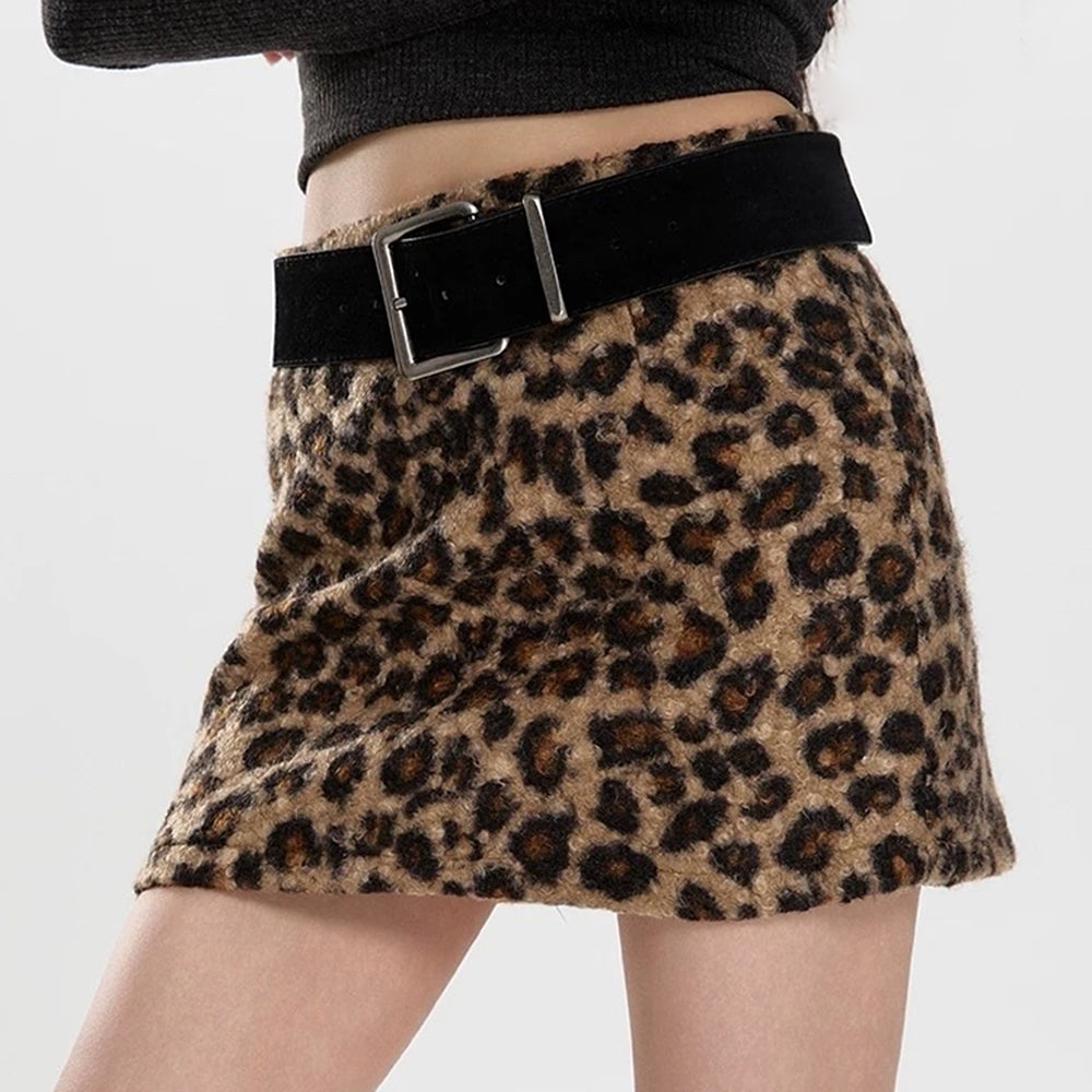 VILZSTUDIOS Fuzzy leopard mini skirt