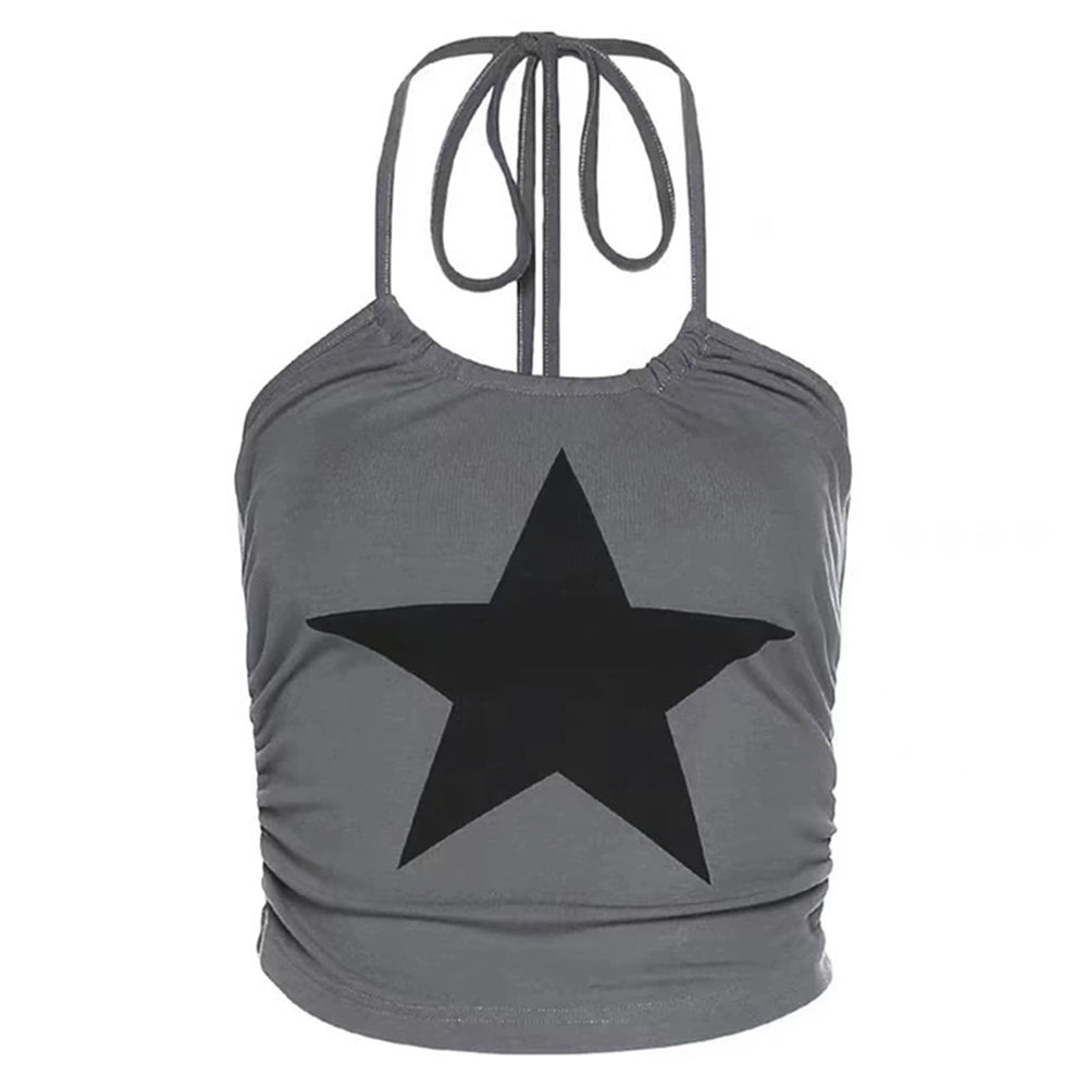 VILZSTUDIOS Stylish halter crop top with star print