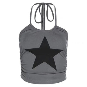 VILZSTUDIOS Stylish halter crop top with star print