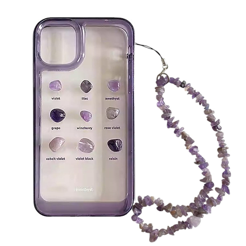 VILZSTUDIOS Aesthetic phone case with purple gemstones and beaded strap