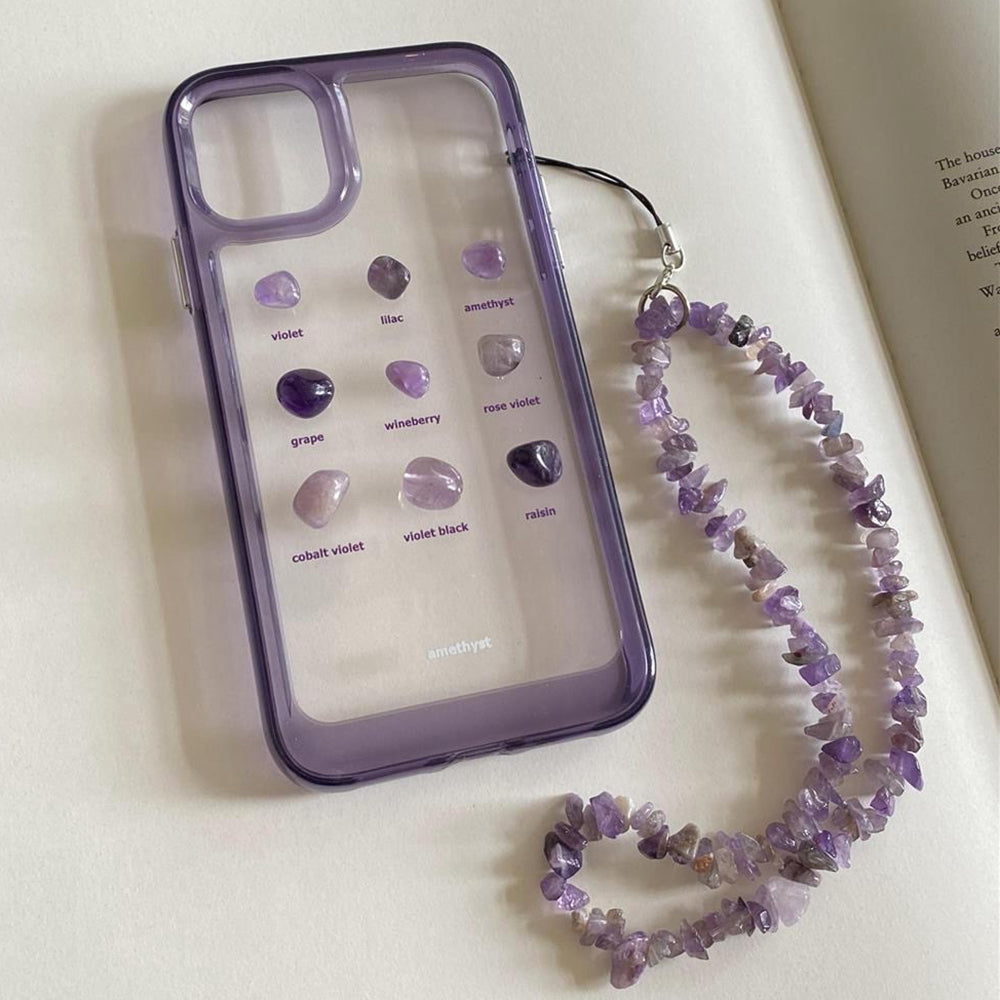 VILZSTUDIOS Aesthetic phone case with purple gemstones and beaded strap